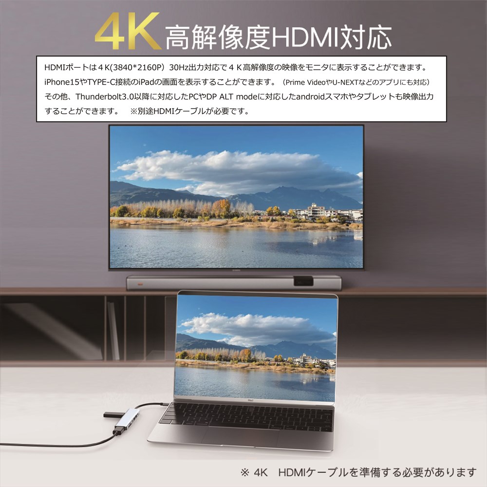 Libra TYPE-C7in1ドッキングステーション 4K30Hz対応HDMI出力 Libra TYPE-C7in1ドッキングステーション 4K30Hz対応HDMI出力