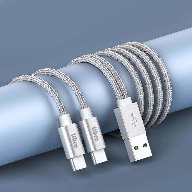 Libra ロープタイプ ツインTYPE-Cケーブル1m LBR-TTCC1mWH